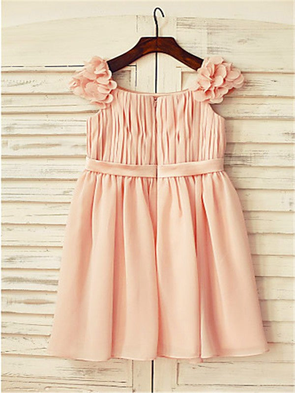 A-line/Princess Straps Sleeveless Layers Tea-Length Chiffon Flower Girl Dresses TPP0007925