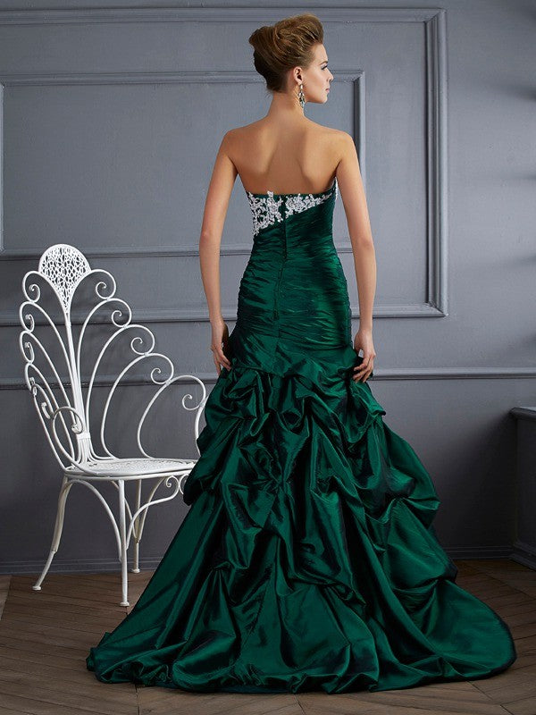 Ball Gown Strapless Sleeveless Applique Long Taffeta Quinceanera Dresses TPP0009125