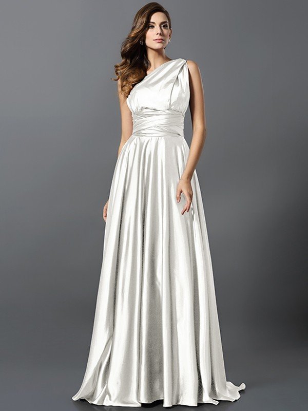 A-Line/Princess Pleats Sleeveless Long Silk like Satin Bridesmaid Dresses TPP0004905