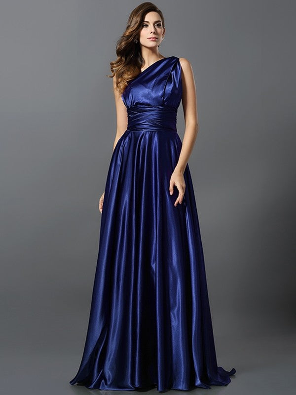 A-Line/Princess Pleats Sleeveless Long Silk like Satin Bridesmaid Dresses TPP0004905