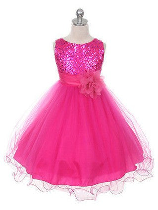 Ball Gown Jewel Sleeveless Hand-Made Flower Long Tulle Dresses TPP0007490