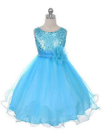 Ball Gown Jewel Sleeveless Hand-Made Flower Long Tulle Dresses TPP0007490