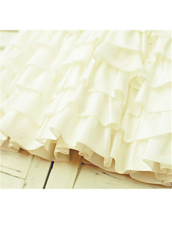 A-line/Princess Straps Sleeveless Layers Tea-Length Chiffon Flower Girl Dresses TPP0007887