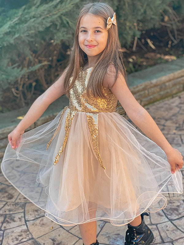 A-Line/Princess Tulle Sequin Scoop Sleeveless Short/Mini Flower Girl Dresses TPP0007545