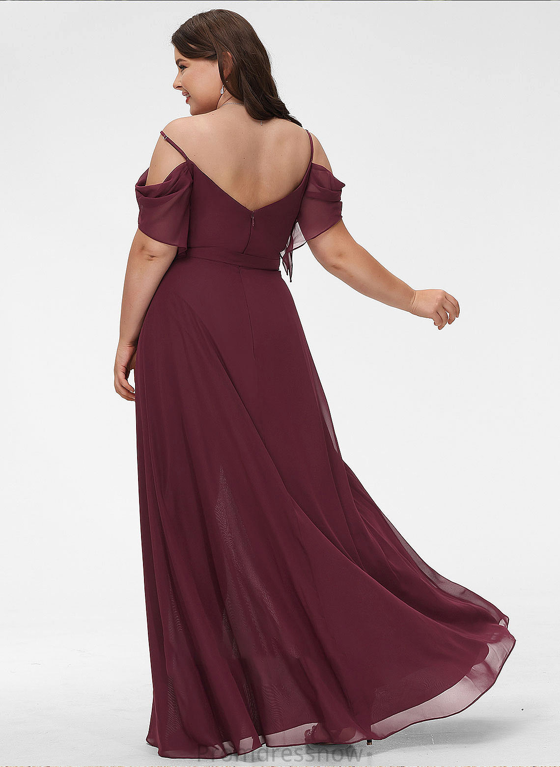 Fabric A-Line Neckline SplitFront Floor-Length Ruffle Silhouette Embellishment V-neck Length Nancy Floor Length Bridesmaid Dresses