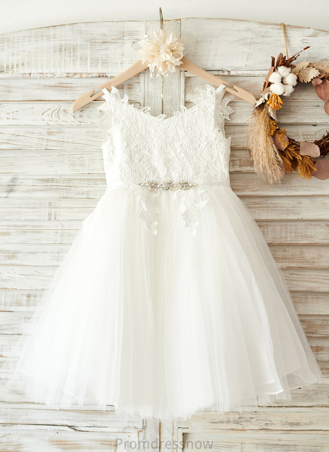 Tulle/Lace Straps Jamya Flower A-Line - Knee-length Flower Girl Dresses Dress Sleeveless Girl