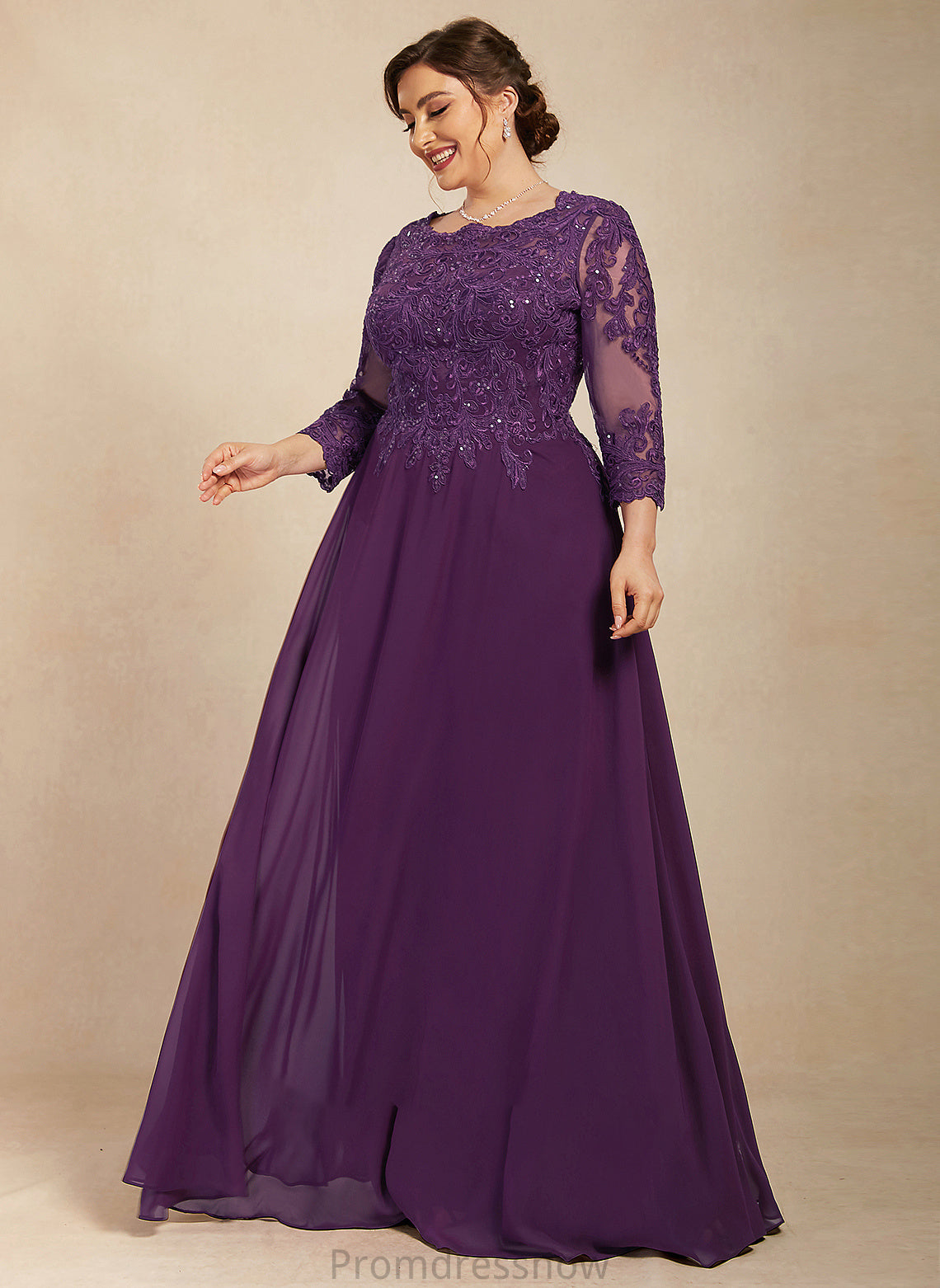 With Mother of the Bride Dresses Neck Floor-Length A-Line Chiffon Scoop Jocelyn the Lace Mother Bride Sequins Dress of