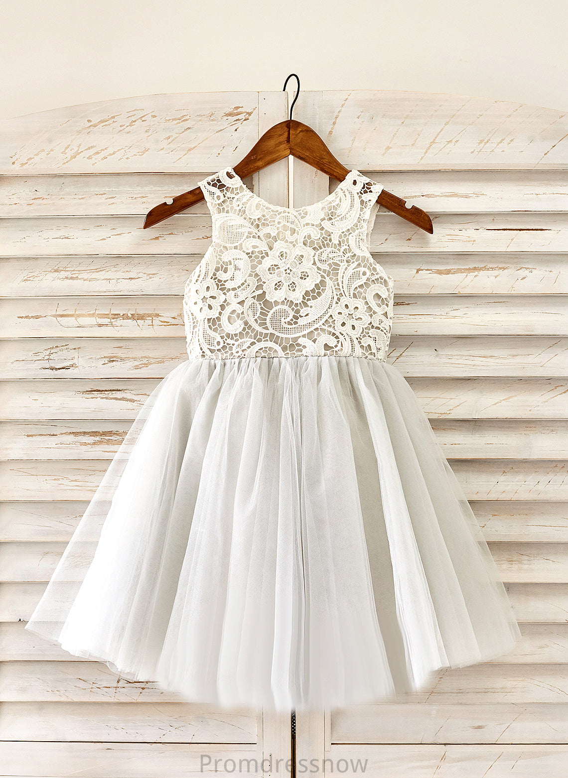 With Tulle Flower Sleeveless A-Line Neck Flower Girl Dresses - Knee-length India Scoop Girl Dress Lace