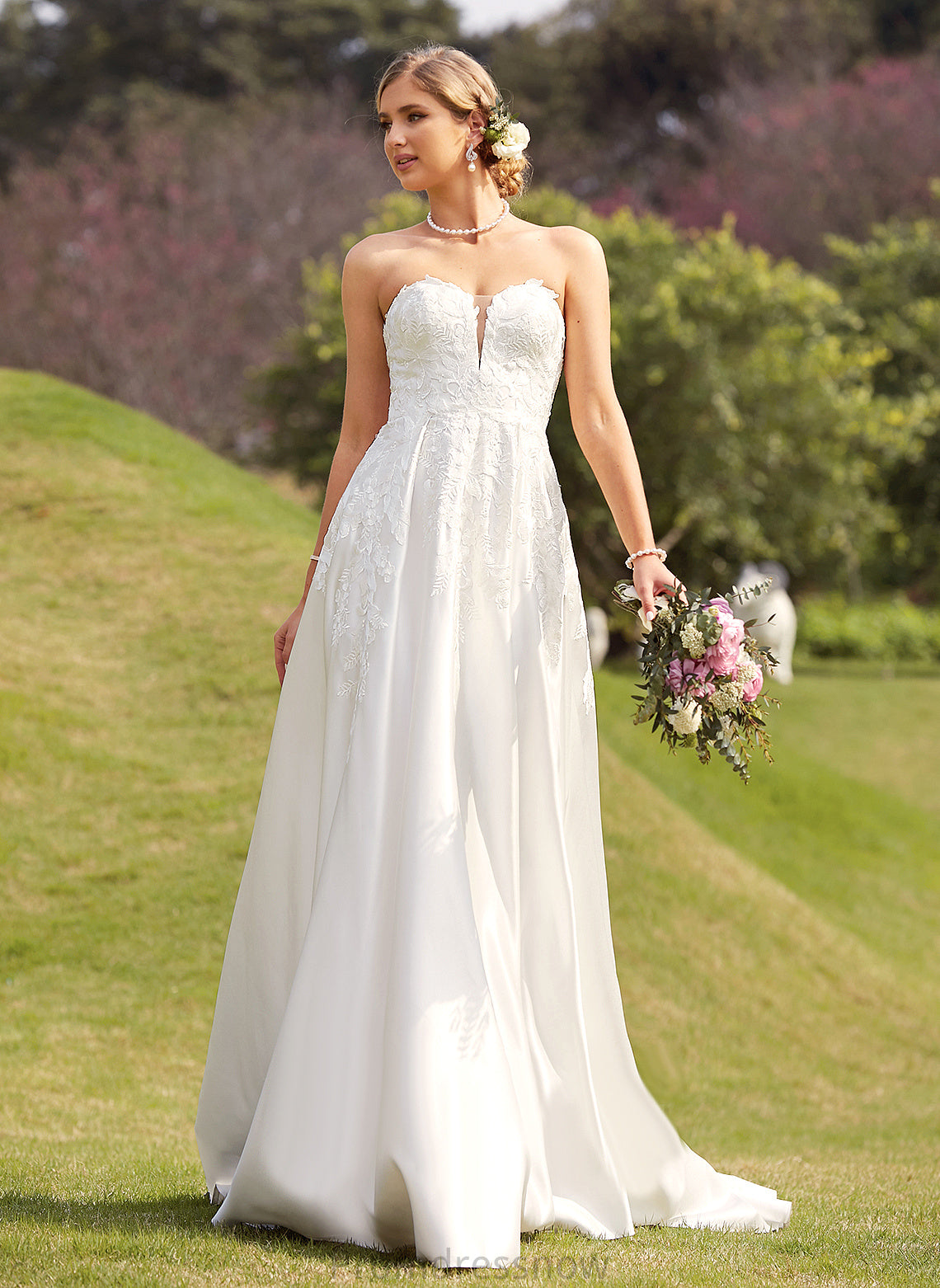 With Wedding Split Chapel Front Satin Wedding Dresses Dress Sweetheart Train Lace Jenna Ball-Gown/Princess