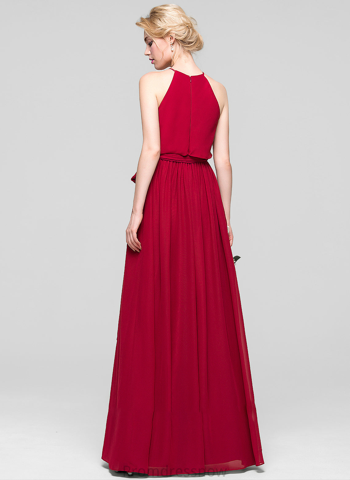 Bow(s) Neckline Silhouette ScoopNeck Fabric Embellishment Length A-Line Floor-Length Elena Floor Length Sleeveless Bridesmaid Dresses