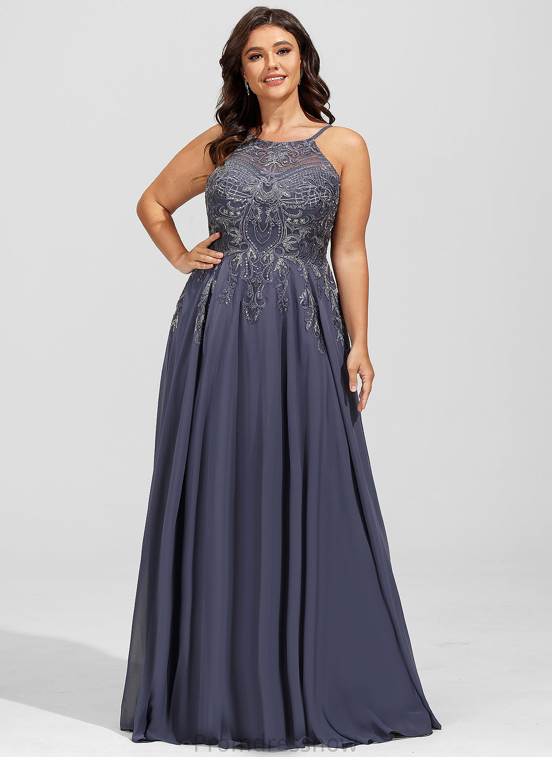 With Prom Dresses Scoop Chiffon A-Line Brooklyn Floor-Length Sequins