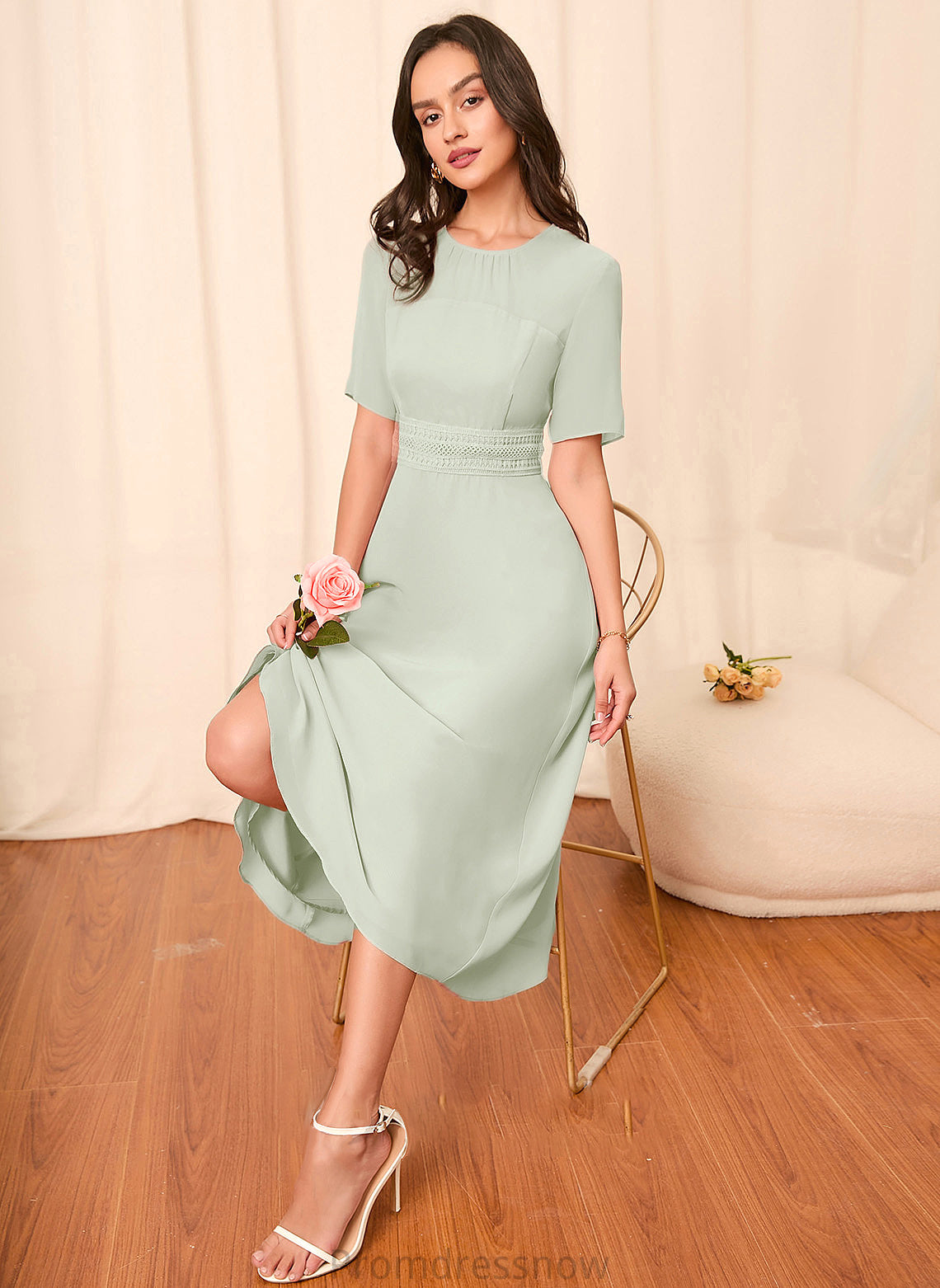 A-Line Sleeve Sleeves Knee-Length Length Straps Silhouette Fabric Nia A-Line/Princess Sleeveless Floor Length Bridesmaid Dresses