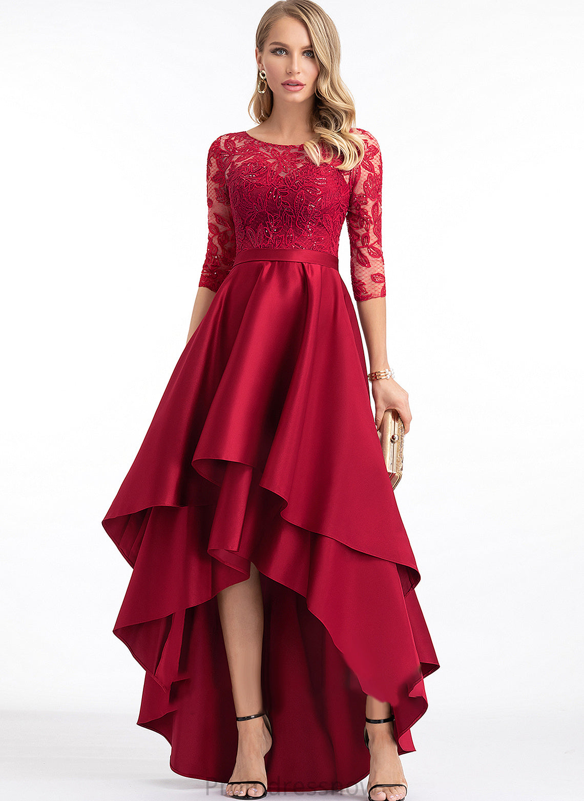 With Satin Shirley Prom Dresses Sequins A-Line Neck Scoop Asymmetrical