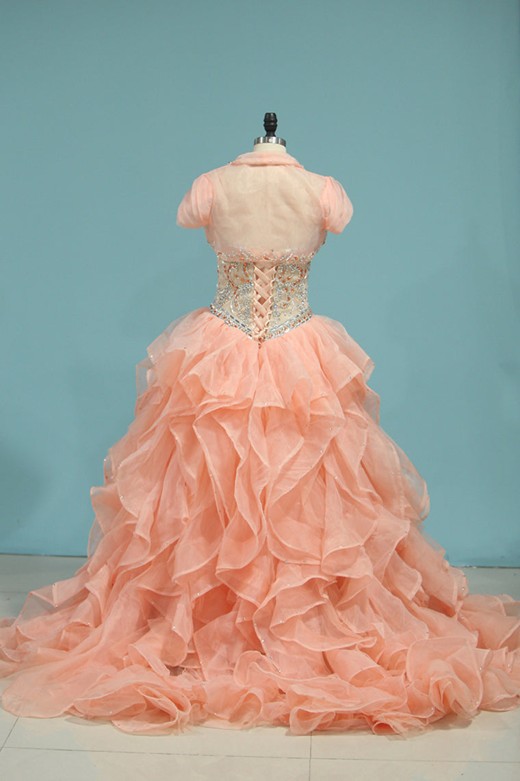 2024 Quinceanera Dresses Sweetheart Ball Gown With Beads And Jacket Court Train