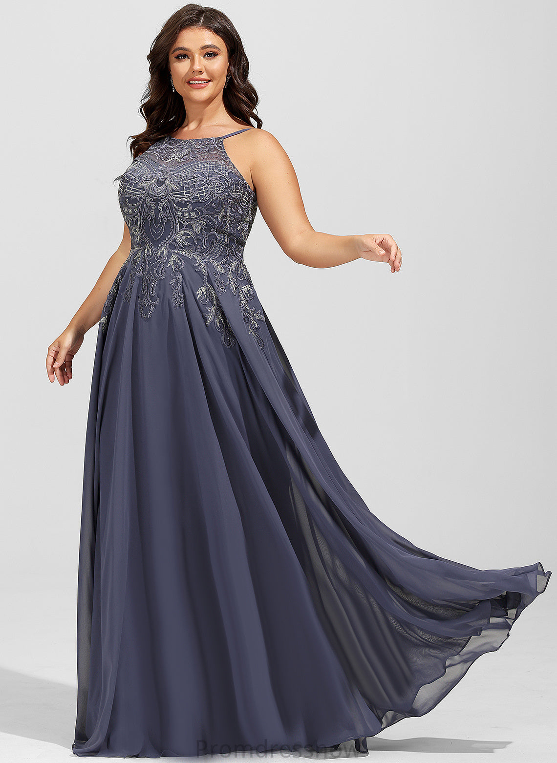 With Prom Dresses Scoop Chiffon A-Line Brooklyn Floor-Length Sequins