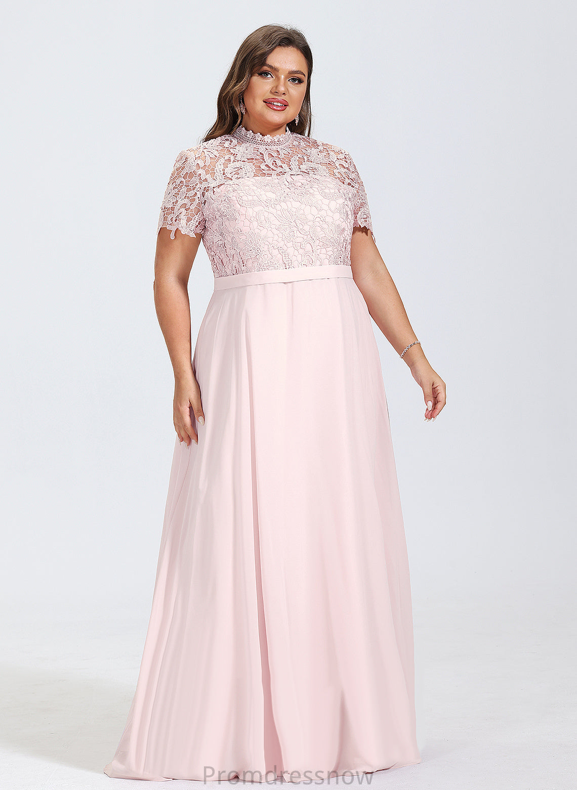 With Neck Floor-Length Sequins Chiffon A-Line Lace Tara Prom Dresses High