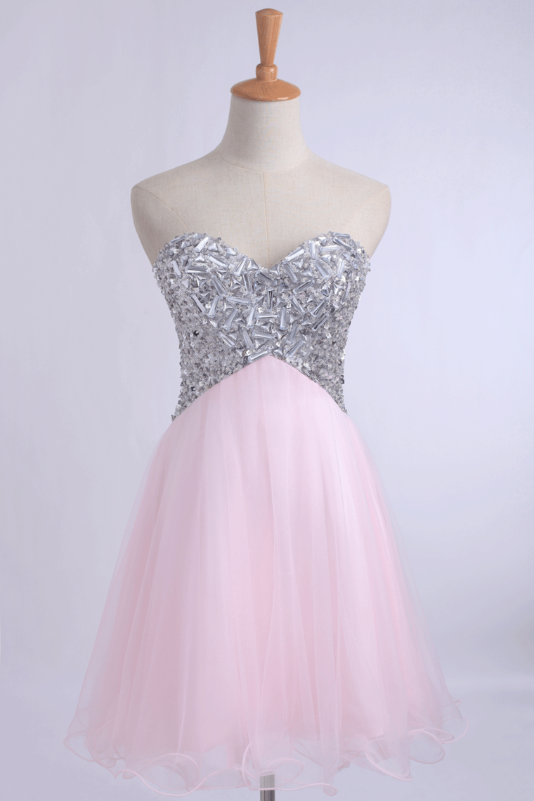 2024 Homecoming Dresses A Line Sweetheart With Beads&Sequins Short/Mini