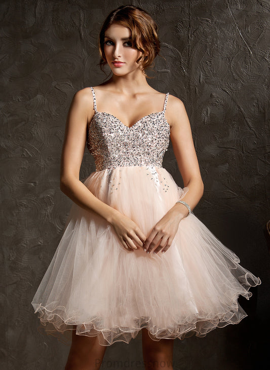 With Knee-Length Dress A-Line Homecoming Dresses Beading Sweetheart Jill Tulle Homecoming Sequins