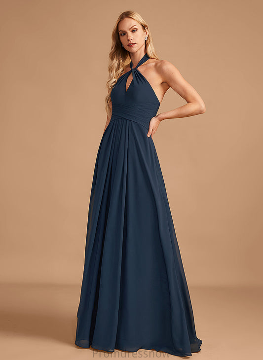 Floor-Length Neckline Fabric Halter Ruffle Length Embellishment A-Line Silhouette Desiree Bridesmaid Dresses