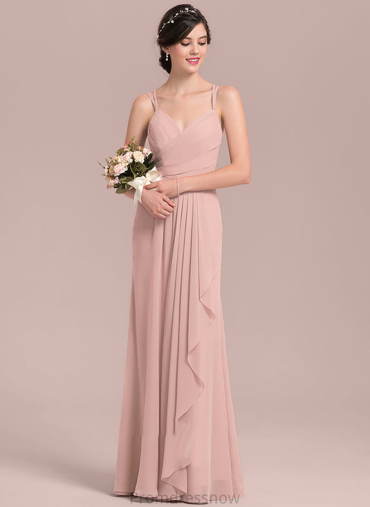 Fabric Silhouette A-Line Sweetheart CascadingRuffles Embellishment Neckline Length Floor-Length Nia Sleeveless Floor Length Bridesmaid Dresses