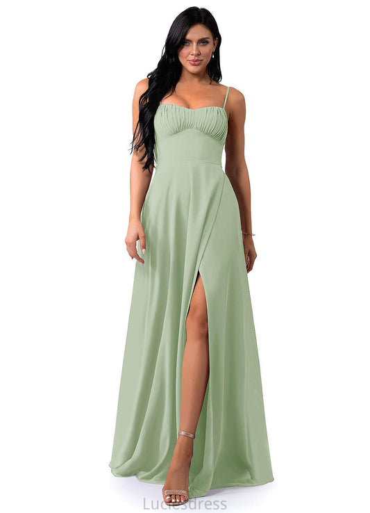 Willa Sleeveless Floor Length A-Line/Princess Spaghetti Staps Natural Waist Bridesmaid Dresses