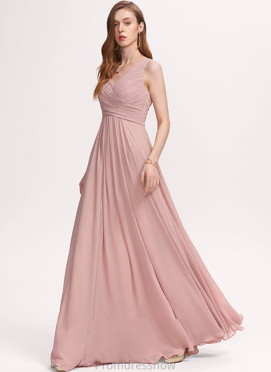 Ruffle Length V-neck Silhouette Floor-Length A-Line Fabric Neckline Embellishment Taryn Scoop A-Line/Princess Bridesmaid Dresses