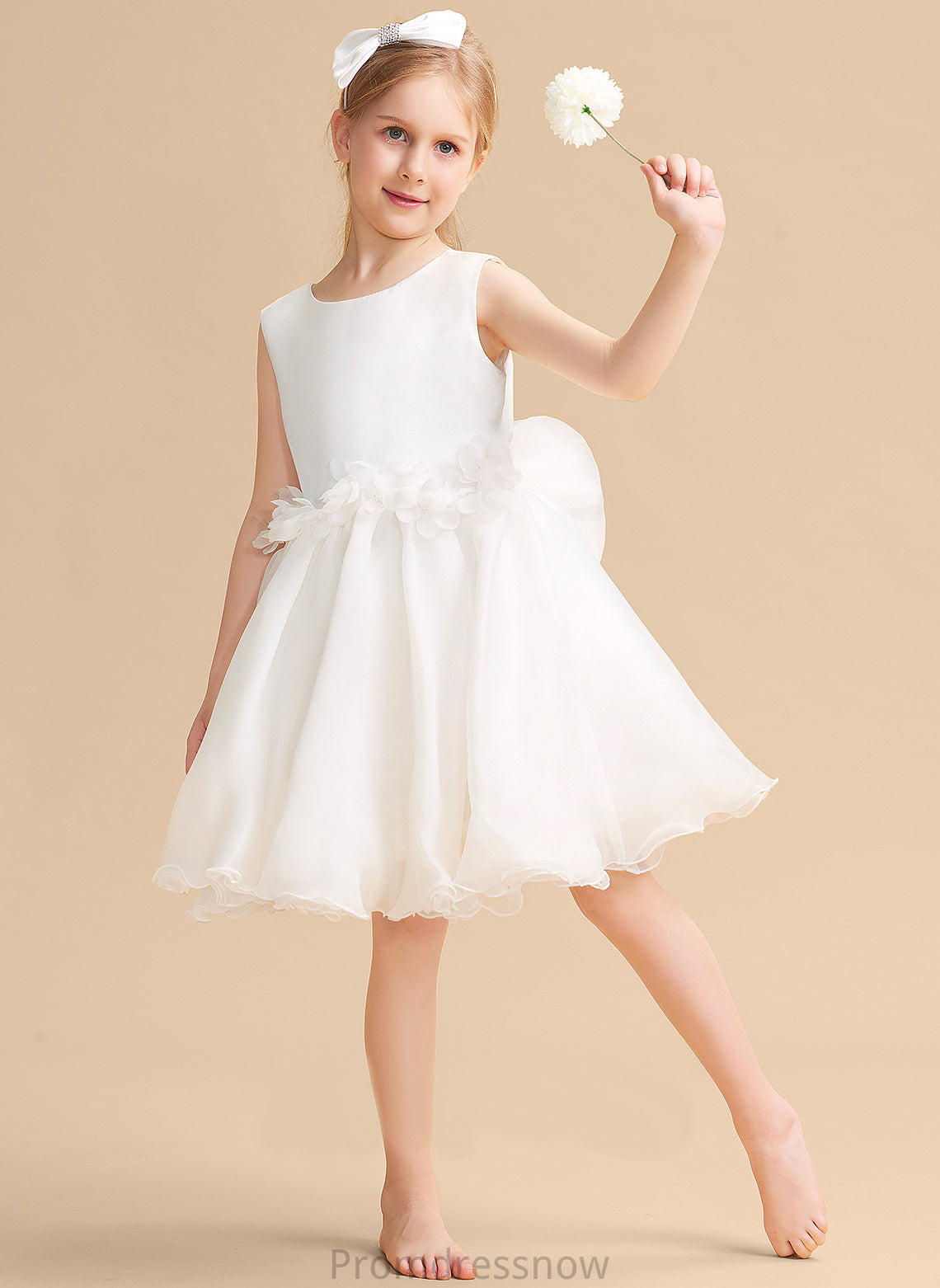 Dress Knee-length Sleeveless Stella Organza Flower Scoop Neck Flower Girl Dresses Girl A-Line -