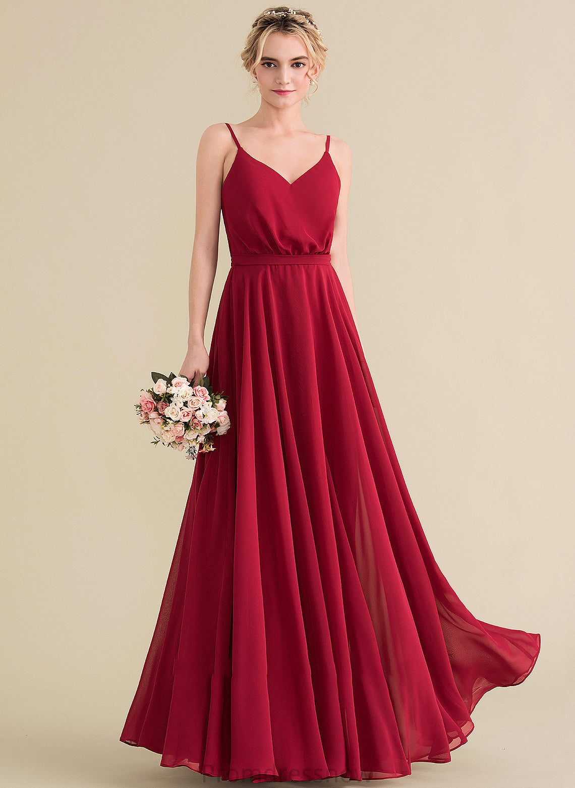 A-Line V-neck Bow(s) Embellishment Fabric Length Neckline Silhouette Floor-Length Ashlee V-Neck Floor Length Bridesmaid Dresses