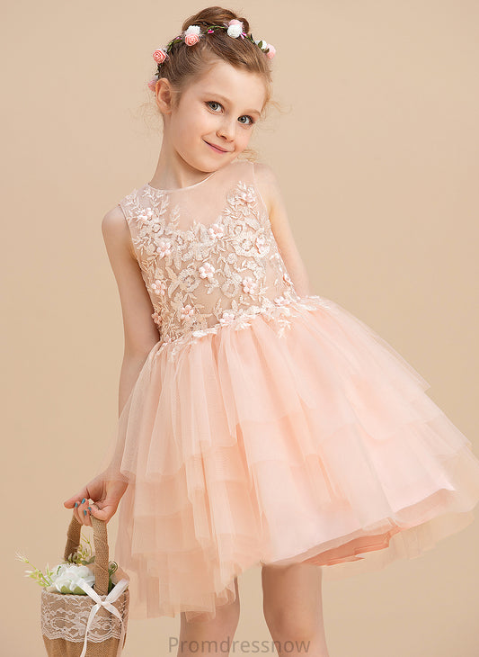 Scoop Flower Girl Dresses Winifred Tulle/Lace Ball-Gown/Princess - Girl Dress Lace/Beading Knee-length Flower With Neck Sleeveless