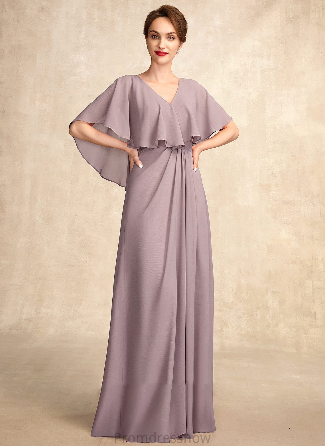 of Mother Dress Bride the Ruffle Mother of the Bride Dresses With Madilyn Chiffon Floor-Length V-neck A-Line