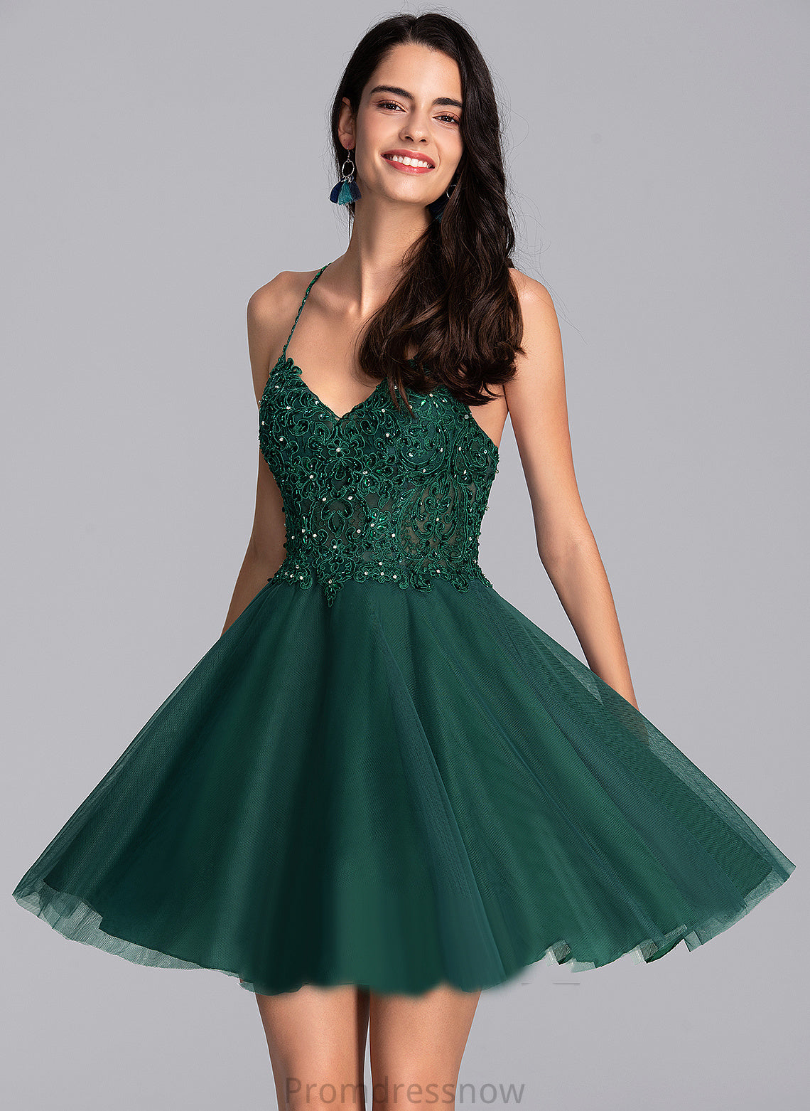 With Beading Homecoming Dresses Dress Norma Short/Mini Tulle Homecoming Sequins A-Line V-neck