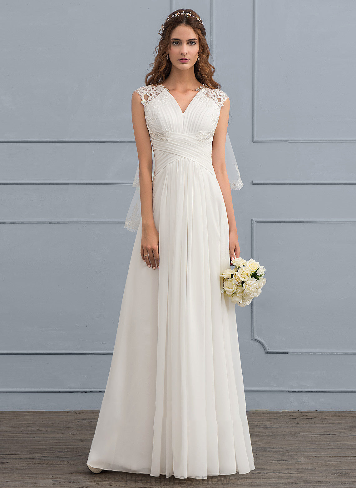 With Dress Floor-Length A-Line Rose Sweetheart Ruffle Wedding Dresses Wedding Chiffon