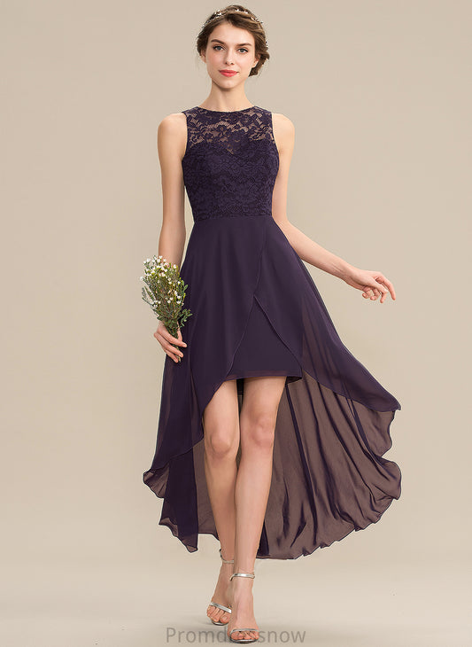 Length Asymmetrical ScoopNeck Straps Silhouette Fabric Lace A-Line Neckline Yoselin Floor Length Sleeveless Bridesmaid Dresses