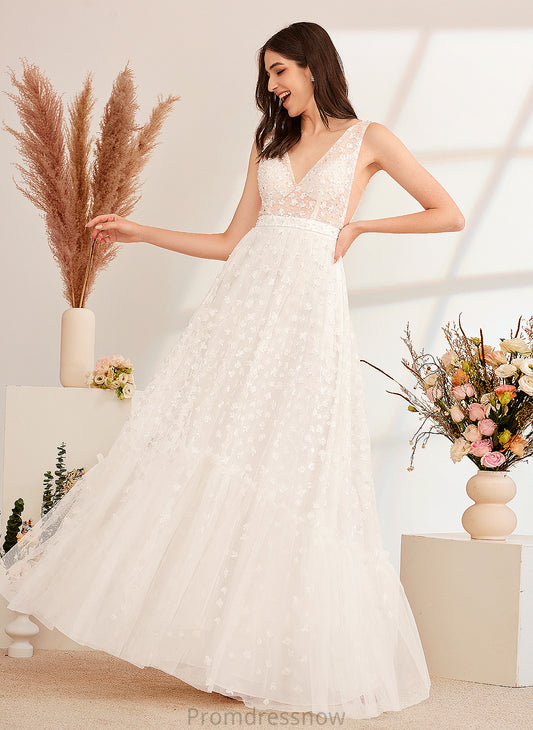 With Wedding Dresses Rylie Dress A-Line Floor-Length Wedding Beading Sequins V-neck