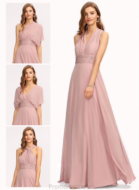 One-Shoulder Embellishment V-neck A-Line Fabric Floor-Length Halter Length Ruffle Silhouette Neckline Ada Bridesmaid Dresses