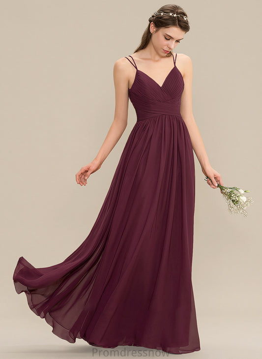 Neckline Fabric Length Floor-Length A-Line Ruffle V-neck Silhouette Embellishment Amaris Natural Waist Sleeveless Bridesmaid Dresses