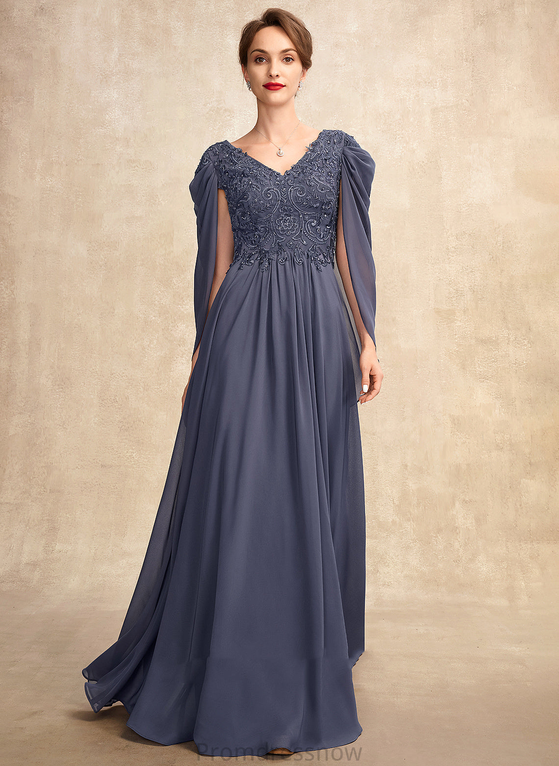 Dress Bride of Sequins Mother of the Bride Dresses V-neck A-Line the Lace With Chiffon Mother Floor-Length Peyton Beading