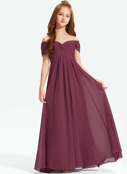 With Off-the-Shoulder Chiffon Junior Bridesmaid Dresses Paloma Floor-Length Ruffle A-Line