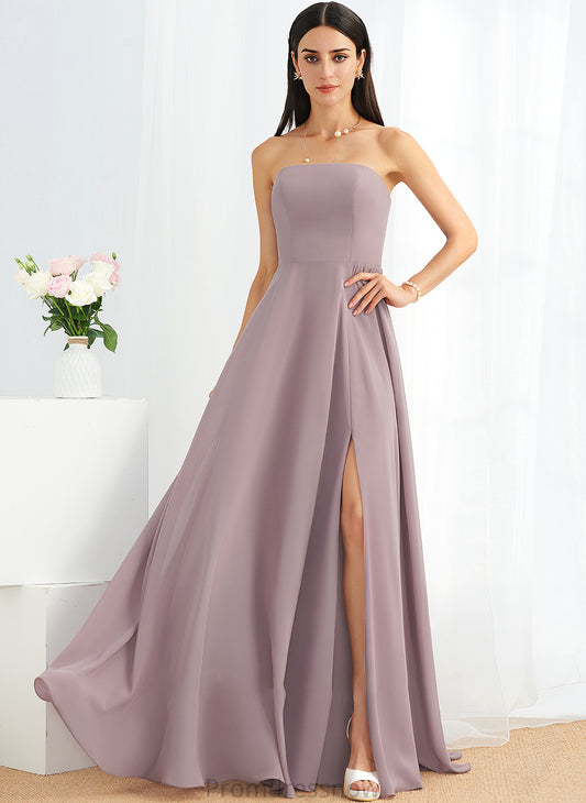 Embellishment SplitFront Silhouette Strapless Fabric Neckline A-Line Length Floor-Length Ginny A-Line/Princess V-Neck Bridesmaid Dresses