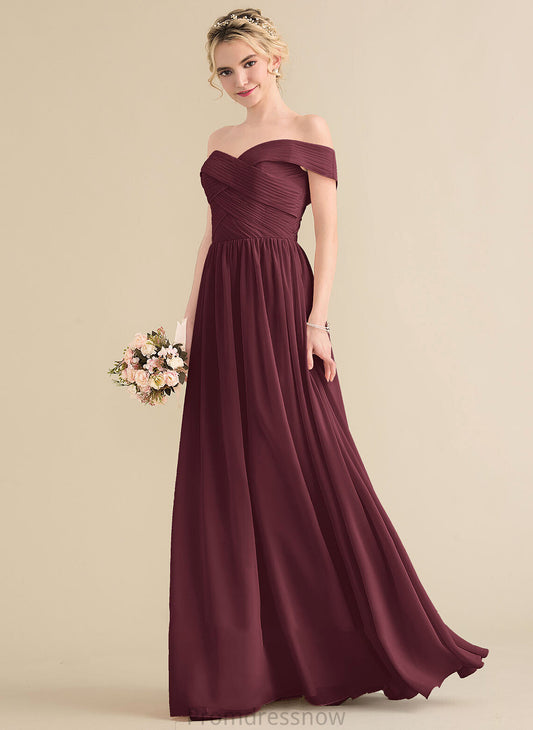 A-Line Floor-Length Neckline Length Silhouette Off-the-Shoulder Fabric Embellishment Ruffle Whitney Halter Sleeveless Bridesmaid Dresses