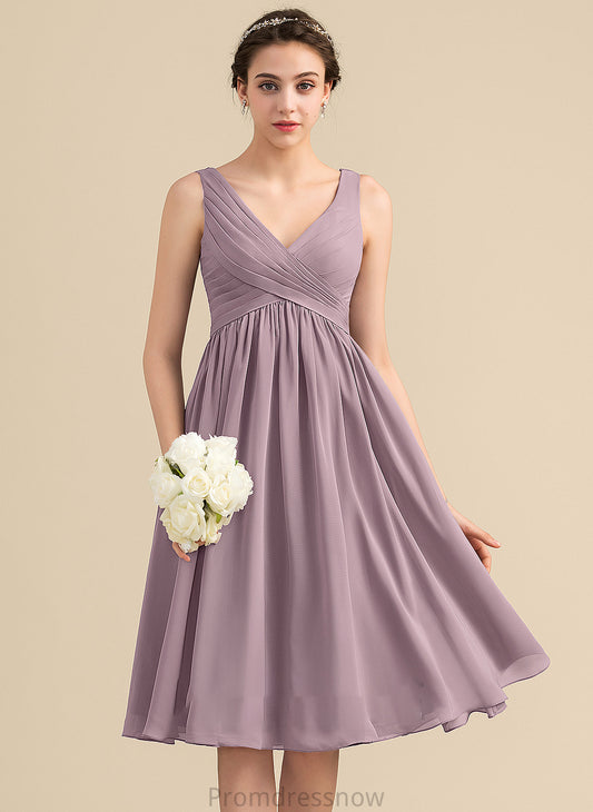 Silhouette Neckline Empire V-neck Knee-Length Fabric CascadingRuffles Length Embellishment Harper V-Neck Sleeveless Bridesmaid Dresses