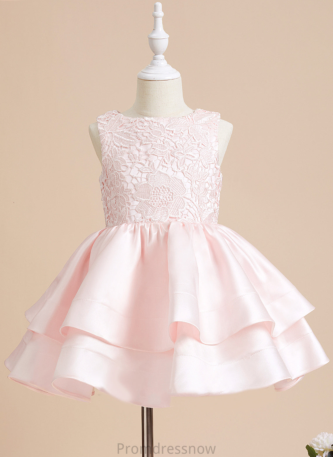 Dress Flower Girl Dresses Scoop Satin/Lace Neck Short/Mini Girl A-Line Flower Sleeveless Dana -