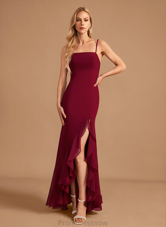 Silhouette Neckline Length Floor-Length SplitFront Fabric Embellishment Ruffle SquareNeckline Trumpet/Mermaid Shania Off The Shoulder Bridesmaid Dresses