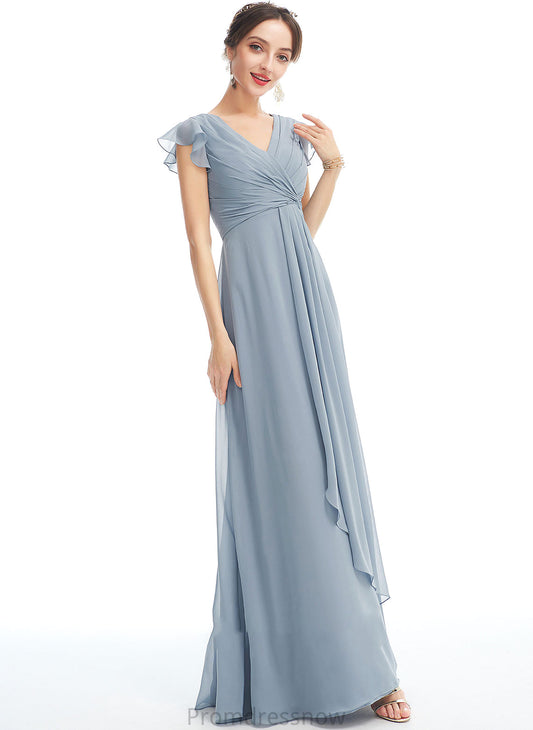 Fabric V-neck Ruffle Length Silhouette Floor-Length A-Line SplitFront Embellishment Neckline Jada Floor Length Bridesmaid Dresses