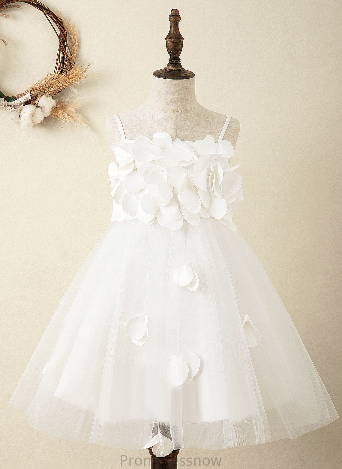 Straps Flower Girl Dresses Flower Dress - Knee-length A-Line Girl Satin Sleeveless Crystal