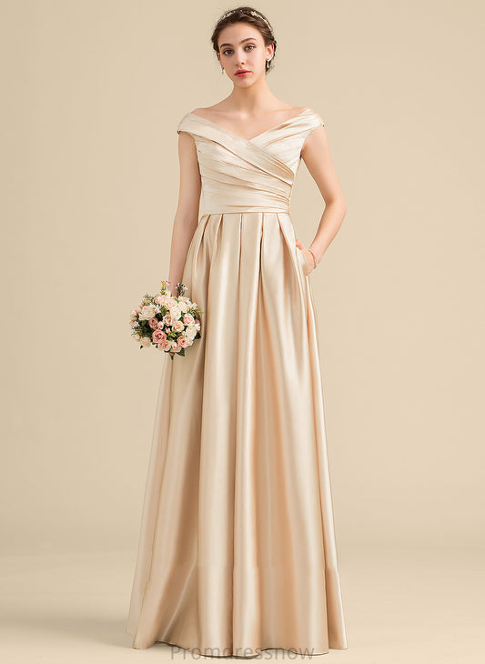 Floor-Length Silhouette Pockets Ruffle Length Neckline Fabric Off-the-Shoulder Embellishment A-Line Adrianna Scoop Bridesmaid Dresses