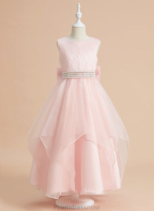 - Scoop Neck Ball-Gown/Princess Dress Beading/Bow(s) Sleeveless Ankle-length Girl Organza/Lace Flower With Shayna Flower Girl Dresses