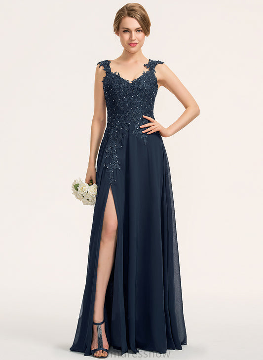 A-Line Silhouette Embellishment SplitFront Neckline Length Floor-Length Sweetheart Fabric Beading Lina Sleeveless Bridesmaid Dresses