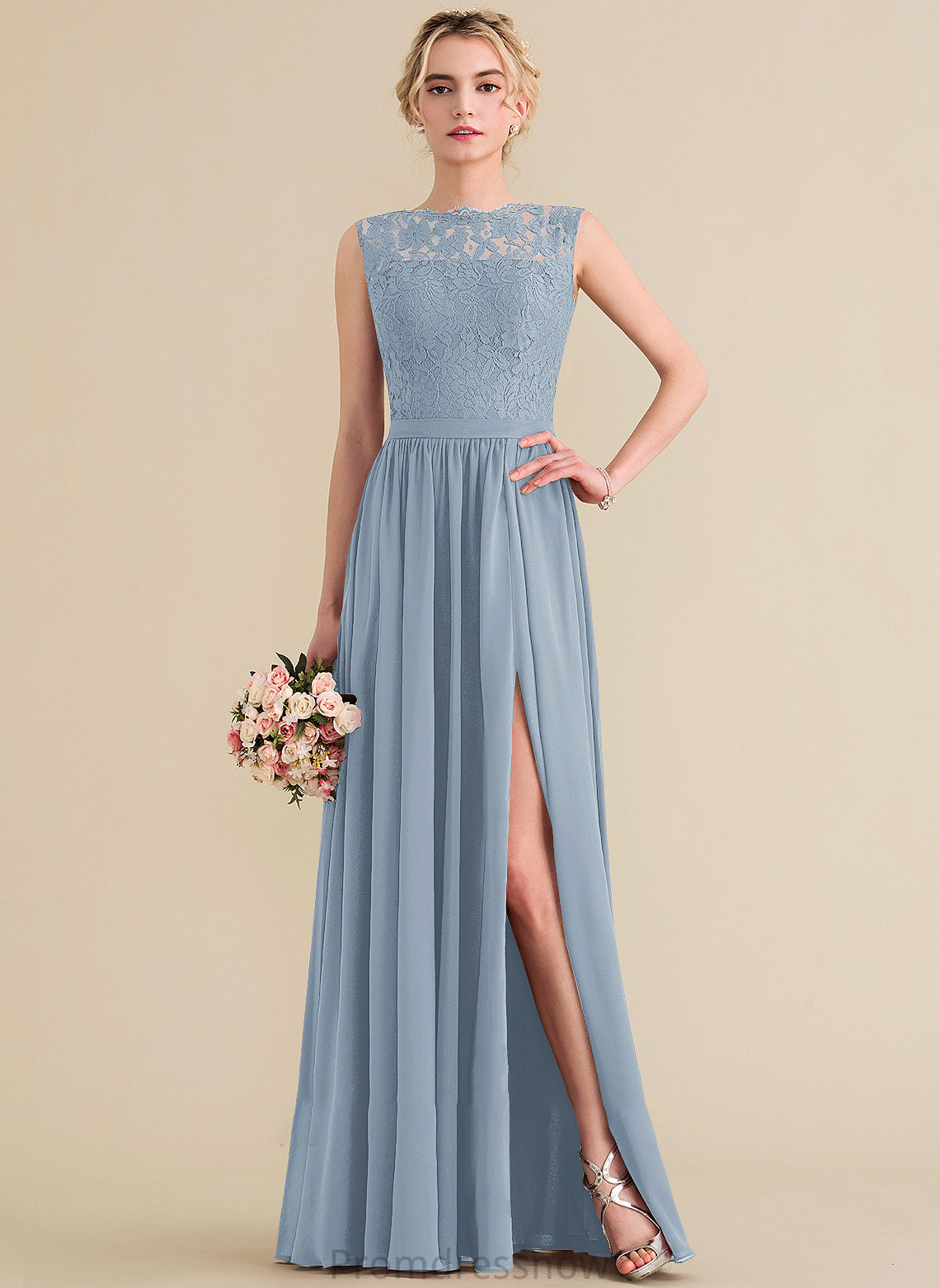 SplitFront Length Floor-Length Embellishment Neckline Silhouette Fabric A-Line ScoopNeck Kamora A-Line/Princess Floor Length Bridesmaid Dresses