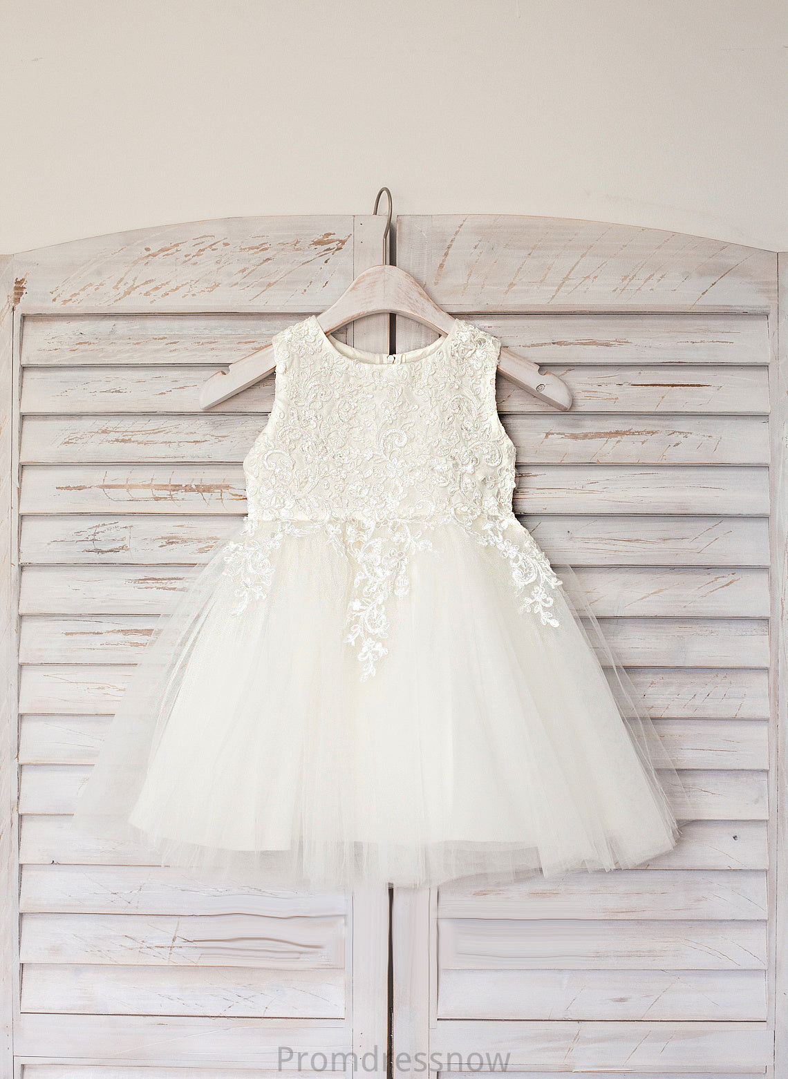 - Scoop Flower Girl Dresses Satin/Tulle Dress Girl Sleeveless A-Line Lace Neck Flower Knee-length Morgan With